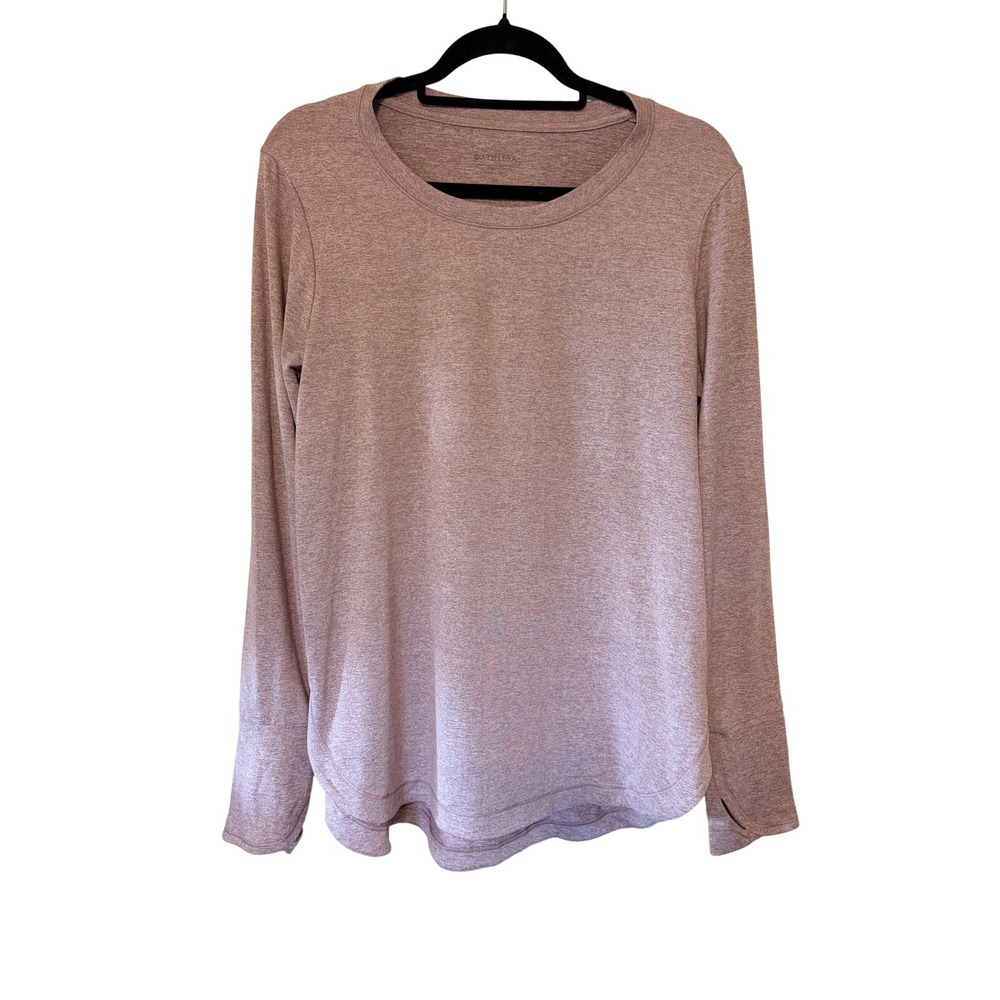 Athleta Uptempo Top Pink Purple Heather Long-Sleeved Shirt Thumbhole Tunic L